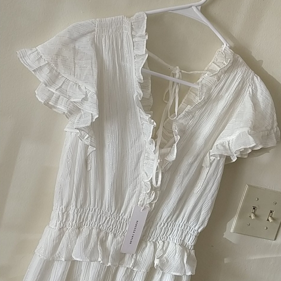 NWT Rebecca Taylor gauzy metallic dress - Picture 2 of 12